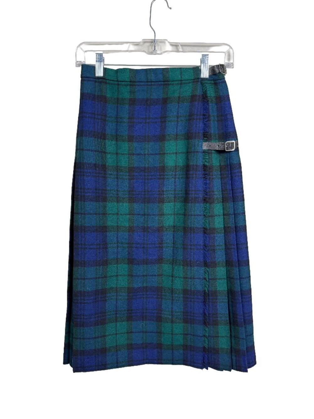 Vintage Moffat Weavers 100% Wool Scottish Tartan Midi Skirt Kilt Knife Pleats